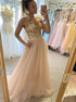 A Line Tulle Sequins Sweetheart Pink Prom Dress LBQ4177